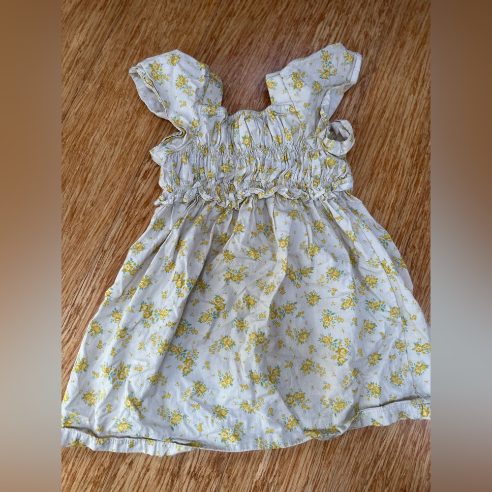 Vintage Zara yellow floral cotton woven dress